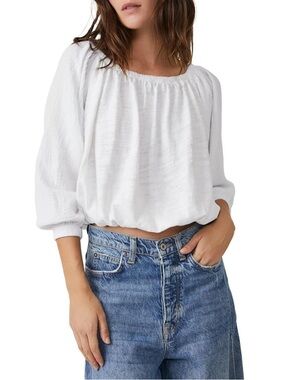 WE THE FREE PARFAIT BUBBLE CROP TOP WHITE WOMEN’S MEDIUM